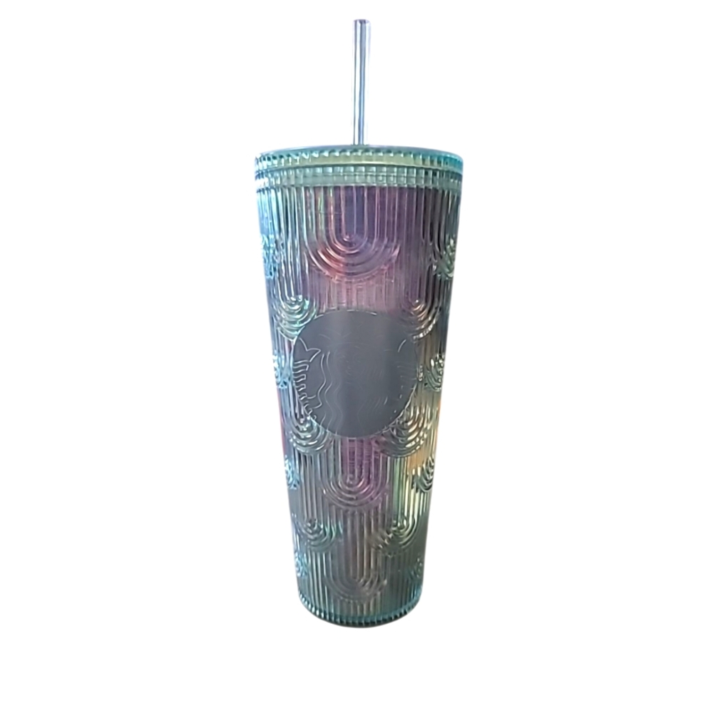 Starbucks Tumbler with Lid and Straw - Rainbow Print, 24oz